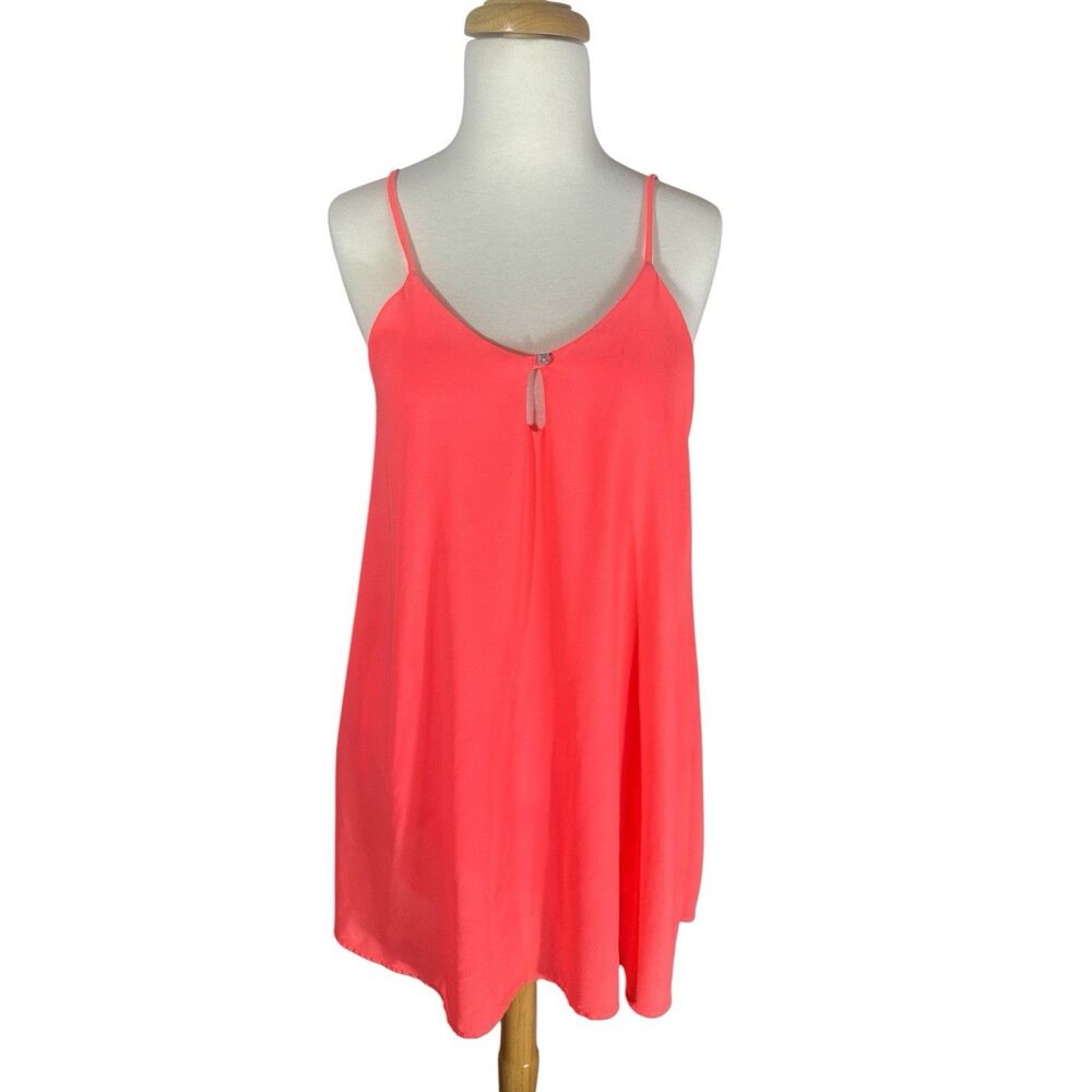 Lila Clothing Co Hot Pink Keyhole Flowy Camisole Tunic Blouse Top Sz S